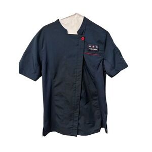 Chick-fil-A Team Style Oobe Navy Blue Red Stripe Uniform Shirt Mens Small S